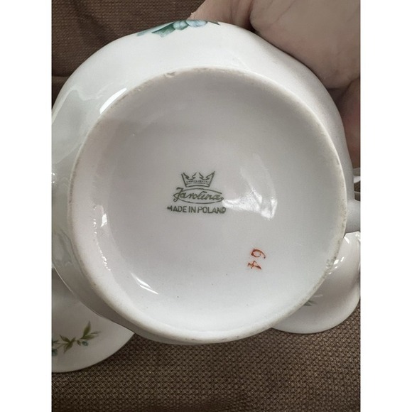 VTG Favolina Wawel Blue Morning Flower Set. 2 Cups, Sugar bowl, Creamer (135) - Picture 10 of 11
